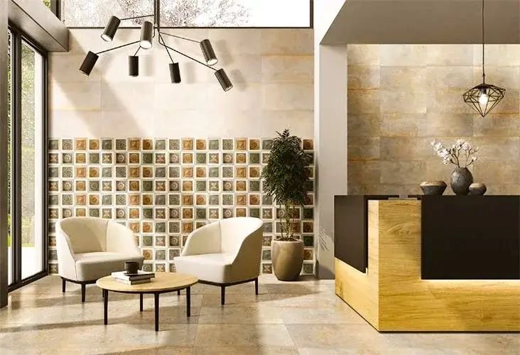 Half Wall Tiles Design for Living Room