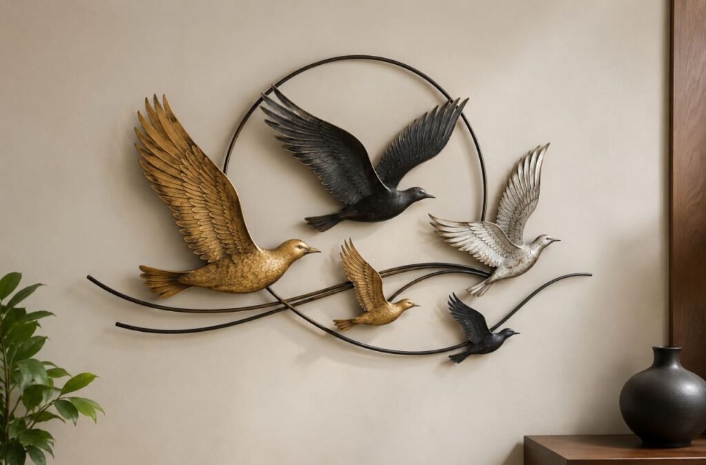 Bird metal wall art decor for stylish living room walls