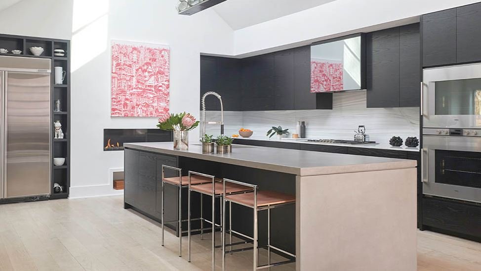 Modern concrete kitchen countertop with industrial style