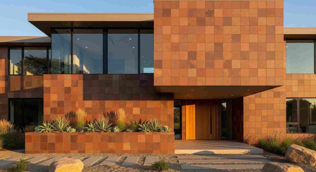 Large format exterior tiles creating a seamless finish for home elevation