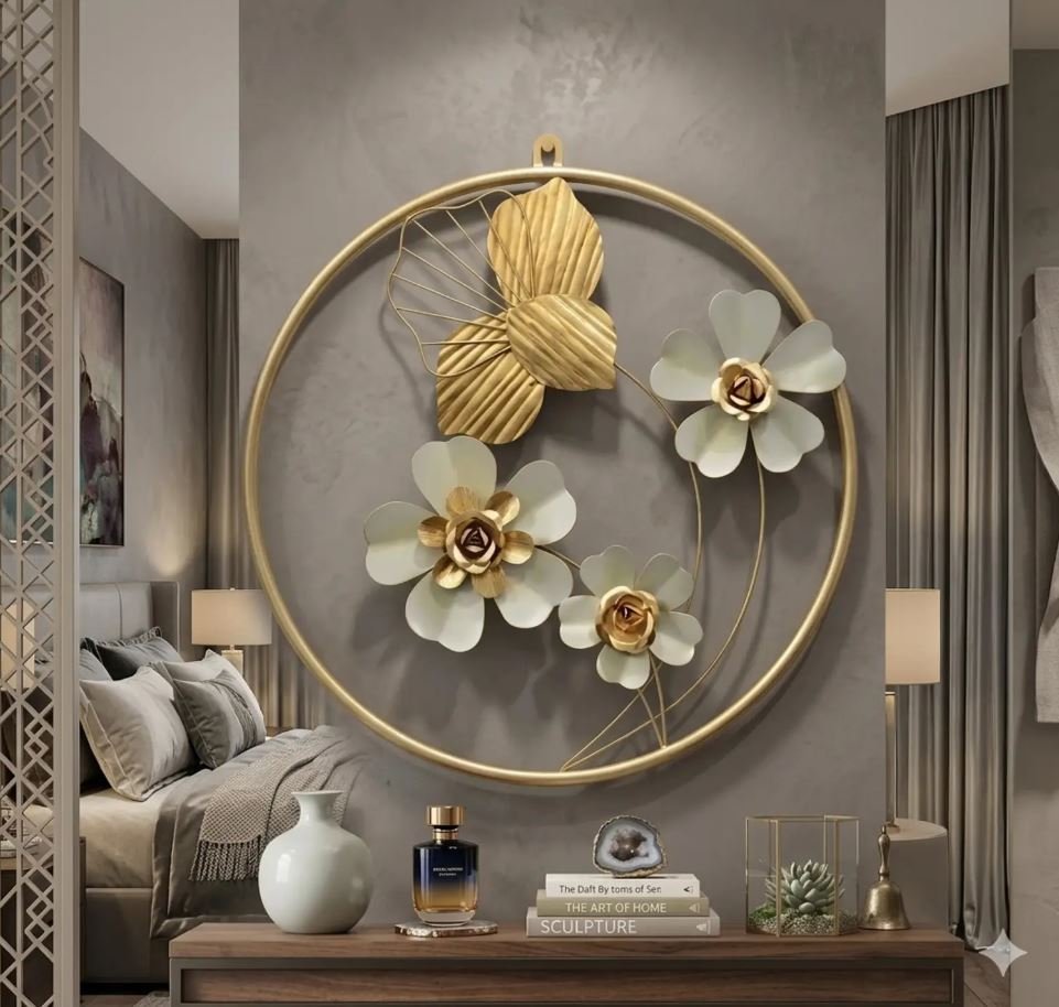 Luxury gold metal wall art decor for premium living room interiors
