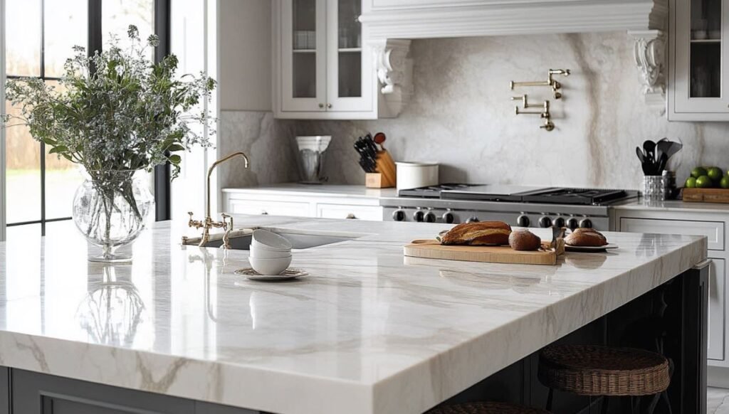 Luxury marble kitchen countertop with premium finish