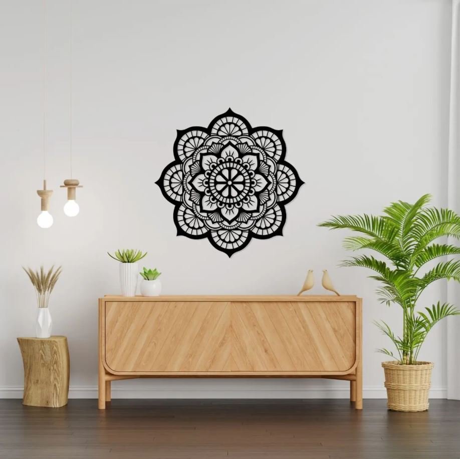 Decorative mandala metal wall art for living room interiors