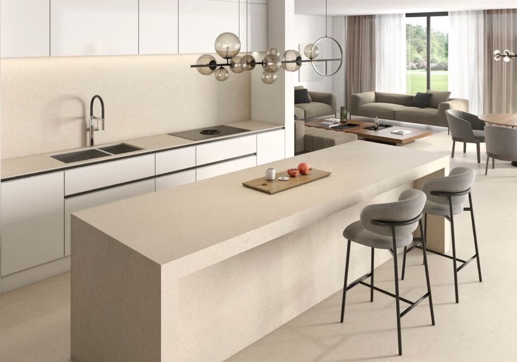 Modern minimalist kitchen countertop with clean lines