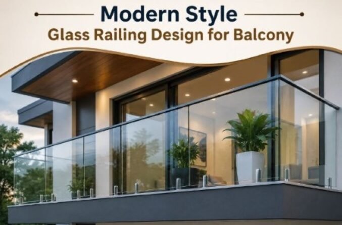 Modern style glass railing design for balcony with contemporary and frameless ideas