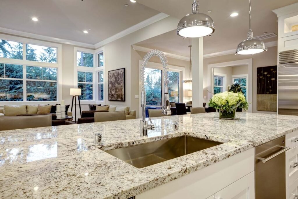 Seamless solid surface kitchen countertop for modern kitchens