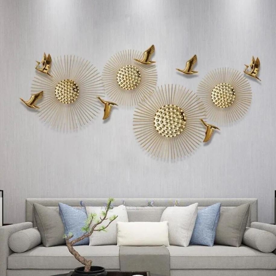 Sunburst metal wall art design for elegant living room décor