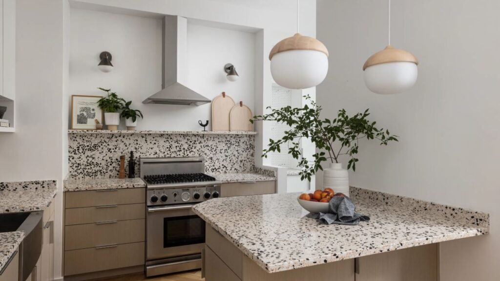 Colorful terrazzo kitchen countertop design